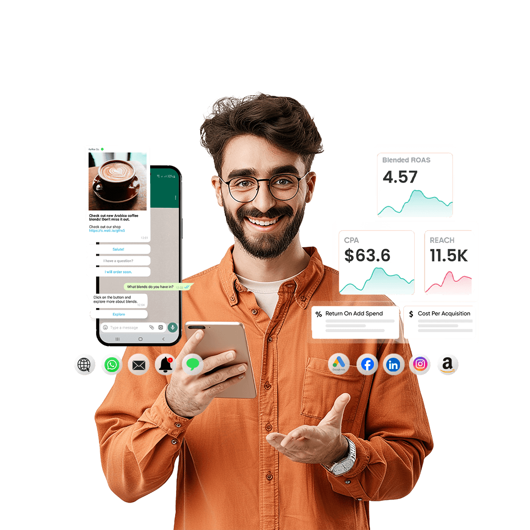 Expedify CRM interface showing chat, data analytics, and user interaction